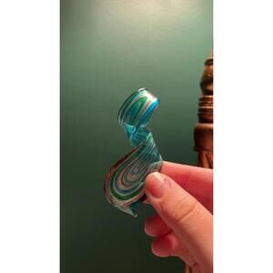 Art Glass Ribbon Pendant Handmade Blue Swirl Twist Pendant Only